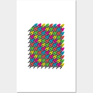 houndstooth skull neon Posters and Art